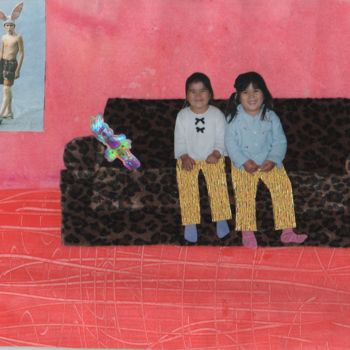 Colagens intitulada "Des jumelles et deu…" por Missterre Apocalypse, Obras de arte originais, Textil