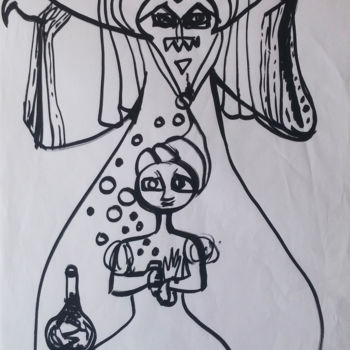 Drawing titled "Le magicien" by Missterre Apocalypse, Original Artwork, Marker