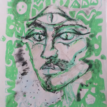 Painting titled "Homme vert" by Missterre Apocalypse, Original Artwork, Acrylic