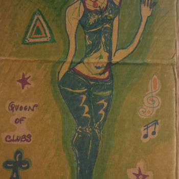 Рисунок под названием "Queen of Clubs" - Missterre Apocalypse, Подлинное произведение искусства, Маркер