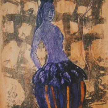 Collages titled "La femme pavot" by Missterre Apocalypse, Original Artwork, Paper