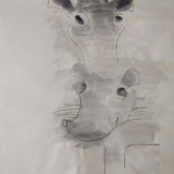 Drawing titled "Animal gris" by Missterre Apocalypse, Original Artwork, Ink
