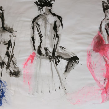 Pittura intitolato "Hommes nus avec acc…" da Missterre Apocalypse, Opera d'arte originale, Acrilico