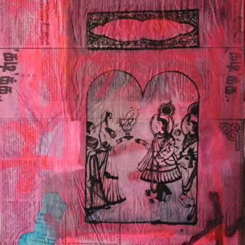 Collages intitolato "Shiva à l'encens pr…" da Missterre Apocalypse, Opera d'arte originale, Tessile