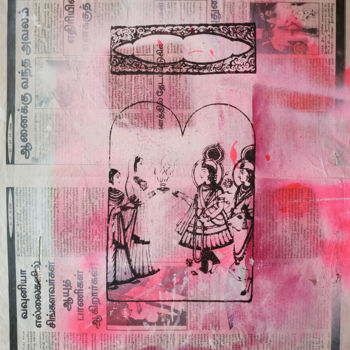 Malerei mit dem Titel "Shiva rose pâle à l…" von Missterre Apocalypse, Original-Kunstwerk, Acryl
