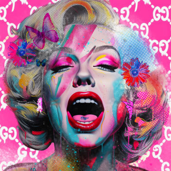 Painting titled "MARILYN X GUCCI" by Mister Pablo Costa, Original Artwork, Acrylic Mounted on Aluminium