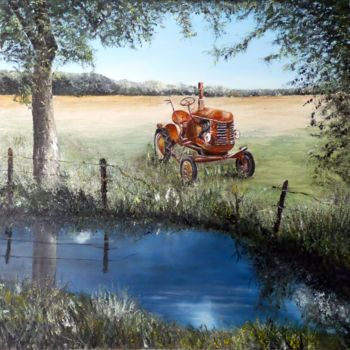 Schilderij getiteld "le tracteur rouillé" door Mister5840, Origineel Kunstwerk, Olie