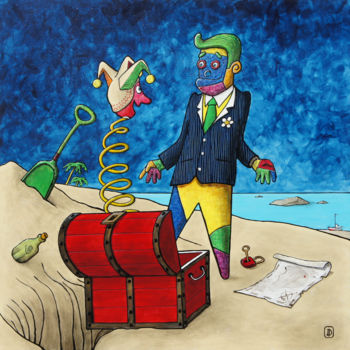 Peinture intitulée "L'île au trésor" par Mister Ham, Œuvre d'art originale, Acrylique