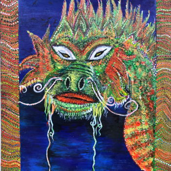 Schilderij getiteld "dragon" door Mita Riotto, Origineel Kunstwerk, Acryl