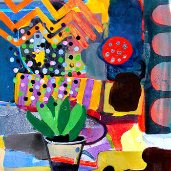 Peinture intitulée "Still Life with Vase" par Mitchell Rosenzweig, Œuvre d'art originale, Acrylique