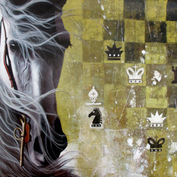 Pittura intitolato "Horse in Chess_13" da Mithu Biswas, Opera d'arte originale, Acrilico