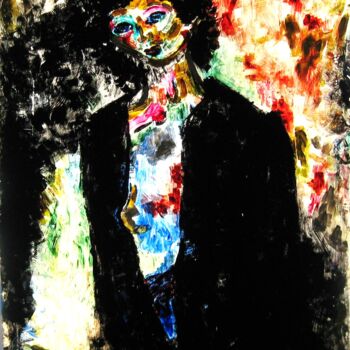 Peinture intitulée "black coat" par Mi Tina, Œuvre d'art originale, Acrylique