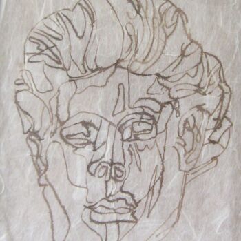 Drawing titled "Head Of Kneeling Wo…" by Mi Tina, Original Artwork, Ink