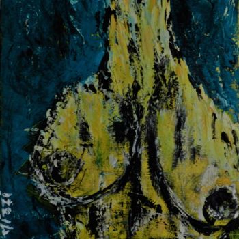 Peinture intitulée "Buste jaune" par Mizzi, Œuvre d'art originale, Acrylique Monté sur Châssis en bois