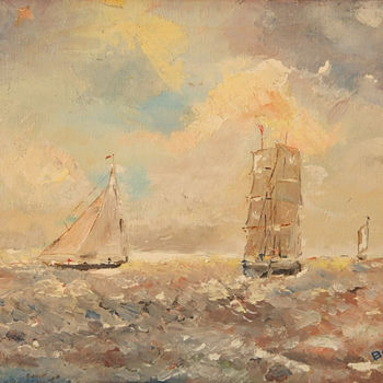 Painting titled "Bateaux" by Raymond Boduin, Original Artwork, Oil