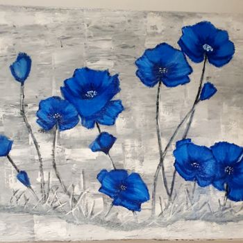 Pittura intitolato "Flores azules" da Tovar, Opera d'arte originale, Olio