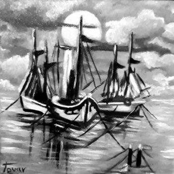 Pittura intitolato "Barcas" da Tovar, Opera d'arte originale, Olio
