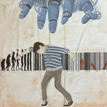 Schilderij getiteld "Human" door Mjacobs, Origineel Kunstwerk, Acryl