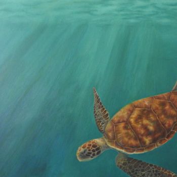 Malerei mit dem Titel "Hawksbill Sea Turtle" von Marika Jaeger, Original-Kunstwerk, Acryl