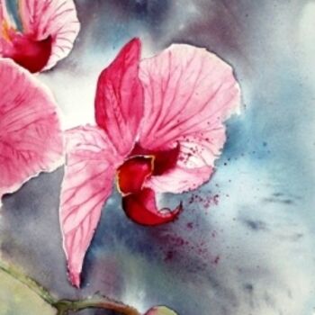 Painting titled "Orchidée Rose" by Marie-Jeanne Bronzini, Original Artwork
