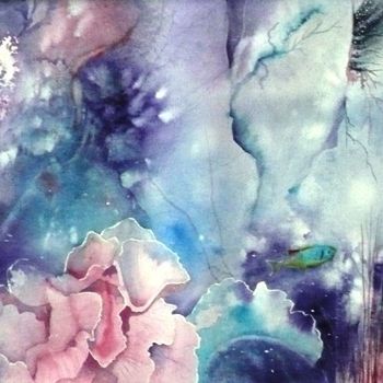 Painting titled "AQUATIQUE 1" by Marie-Jeanne Bronzini, Original Artwork, Watercolor