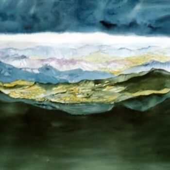 Pintura intitulada "Orage sur le Rift" por Marie-Jeanne Bronzini, Obras de arte originais, Aquarela