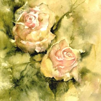 Painting titled "Roses.jpg" by Marie-Jeanne Bronzini, Original Artwork, Watercolor