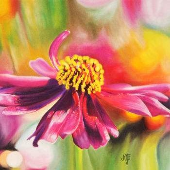 Painting titled "Marguerite rouge" by Marie-Jeanne Fawer, Original Artwork, Pastel