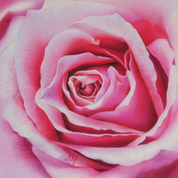 Pintura titulada "Rose rose" por Marie-Jeanne Fawer, Obra de arte original, Pastel