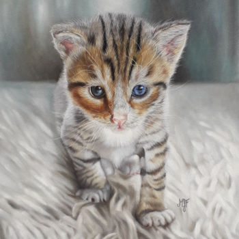 Painting titled "Tigrou" by Marie-Jeanne Fawer, Original Artwork, Pastel
