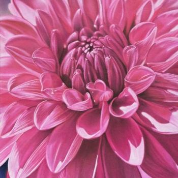 绘画 标题为“Dahlia mauve” 由Marie-Jeanne Fawer, 原创艺术品, 粉彩