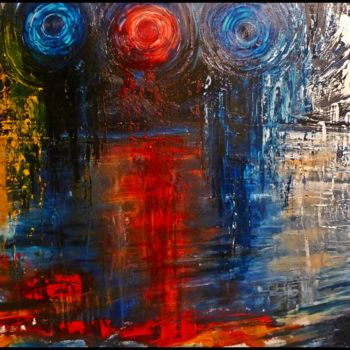 Pintura intitulada "Nuit de pluie" por Mjg Artiste Peintre, Obras de arte originais