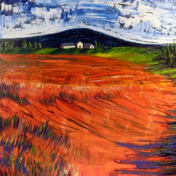 Painting titled "Campagne à l'automne" by Mjg Artiste Peintre, Original Artwork