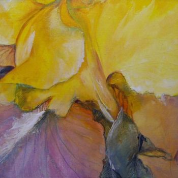 Painting titled "Iris jaune" by Planson Marie-José, Original Artwork