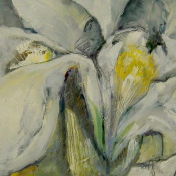 Peinture intitulée "iris blanc" par Planson Marie-José, Œuvre d'art originale