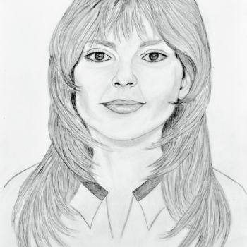 Desenho intitulada "France Gall" por Marie-Josée Reyes, Obras de arte originais, Lápis