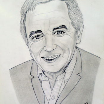 Tekening getiteld "Portrait de Charles…" door Marie-Josée Reyes, Origineel Kunstwerk, Potlood