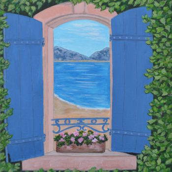 Pintura intitulada "Fenêtre ouverte" por Marie-Josée Reyes, Obras de arte originais, Acrílico