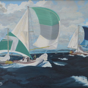 Pintura intitulada "Marine" por Marie-Josée Reyes, Obras de arte originais, Óleo