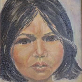 Painting titled "Le petit cambodgien" by Marie-Josée Reyes, Original Artwork, Oil