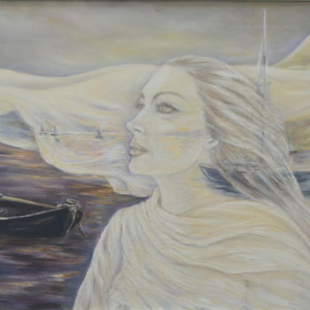 Pintura intitulada "La dame de la mer" por Marie-Josée Reyes, Obras de arte originais, Óleo Montado em Armação em madeira