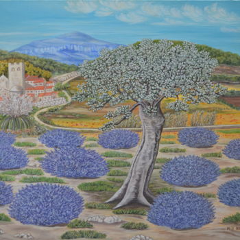 Peinture intitulée "Lavande" par Marie-Josée Reyes, Œuvre d'art originale, Huile