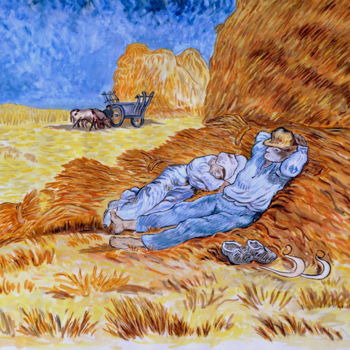 Schilderij getiteld ""La sieste" copie d…" door Marie-Josée Reyes, Origineel Kunstwerk, Aquarel