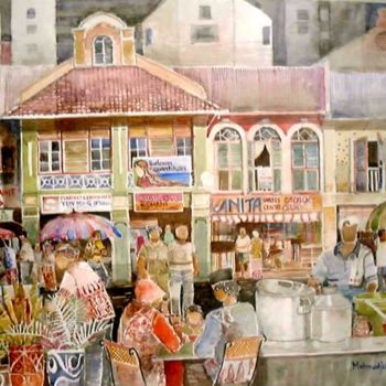 Painting titled "Enchanting Urban Pa…" by Mahmudjusan, Original Artwork, Watercolor