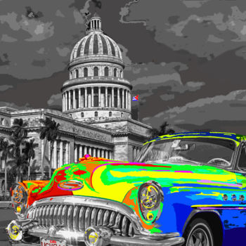Digital Arts titled "Car Cuba 1" by Grafickoncept, Original Artwork, 2D Digital Work