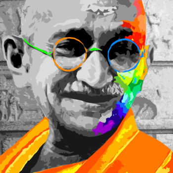 Arts numériques intitulée "Gandhi Pop" par Grafickoncept, Œuvre d'art originale, Travail numérique 2D