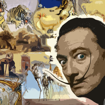 Arte digital titulada "Salvador Dali Pop A…" por Grafickoncept, Obra de arte original, Trabajo Digital 2D