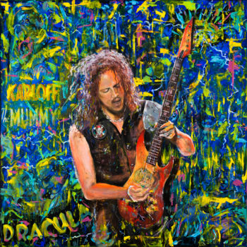 Peinture intitulée "Kirk Hammett" par Mk Anisko, Œuvre d'art originale, Huile