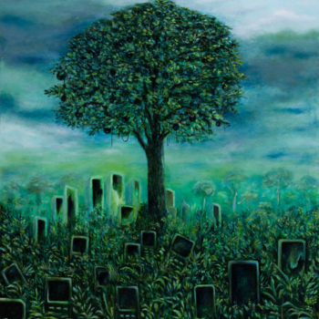 Pittura intitolato "Digital Tree" da Mk Anisko, Opera d'arte originale, Olio