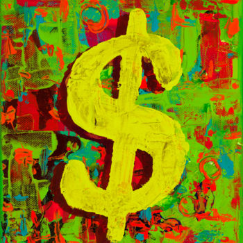 Painting titled "Green Dollar" by Mk Anisko, Original Artwork, Acrylic